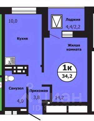 1-комн.кв., 33,2 м², 9/19 этаж
