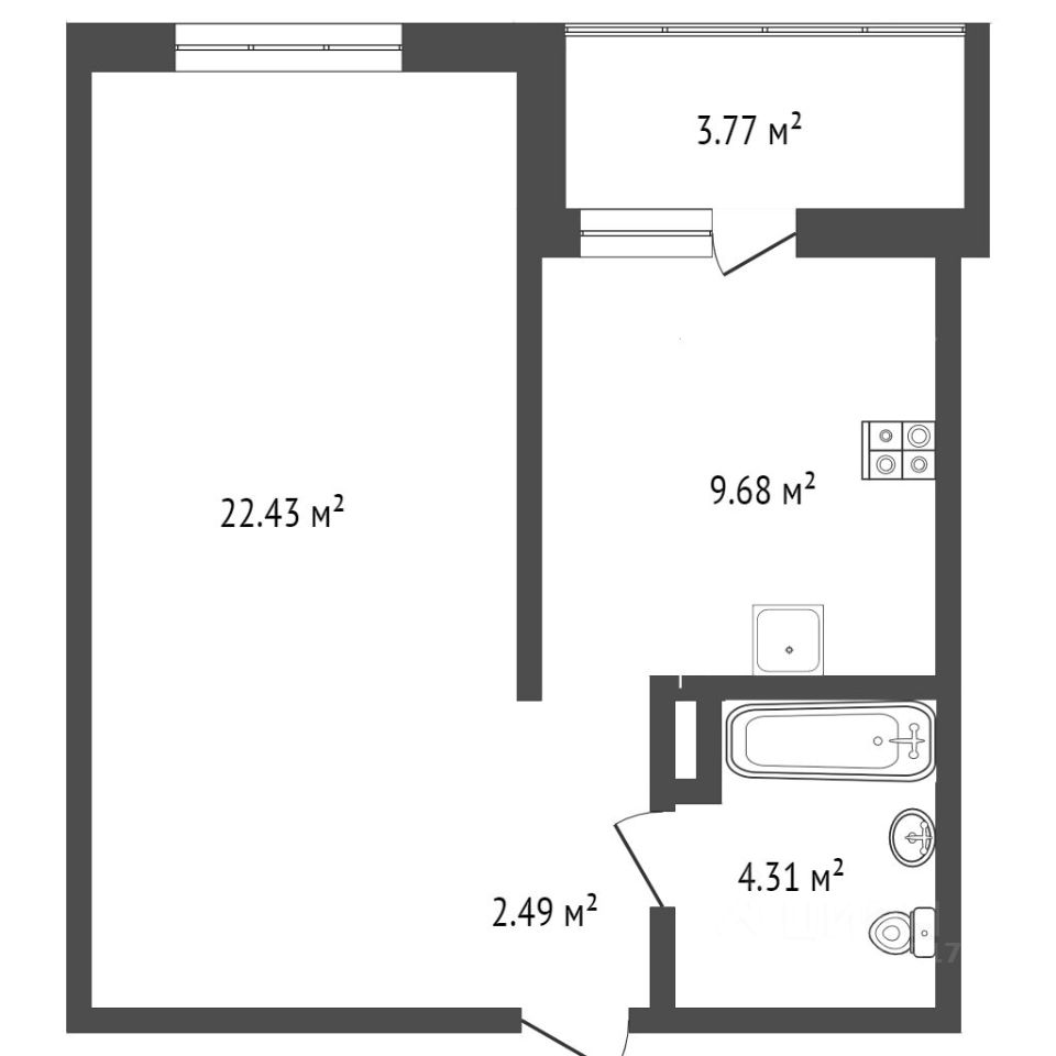 Планировка этой квартиры по данным Циан