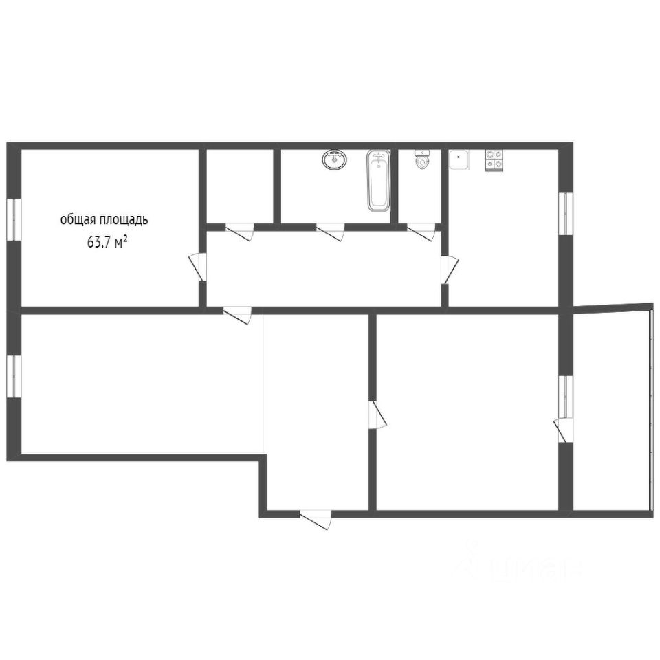 Планировка этой квартиры по данным Циан