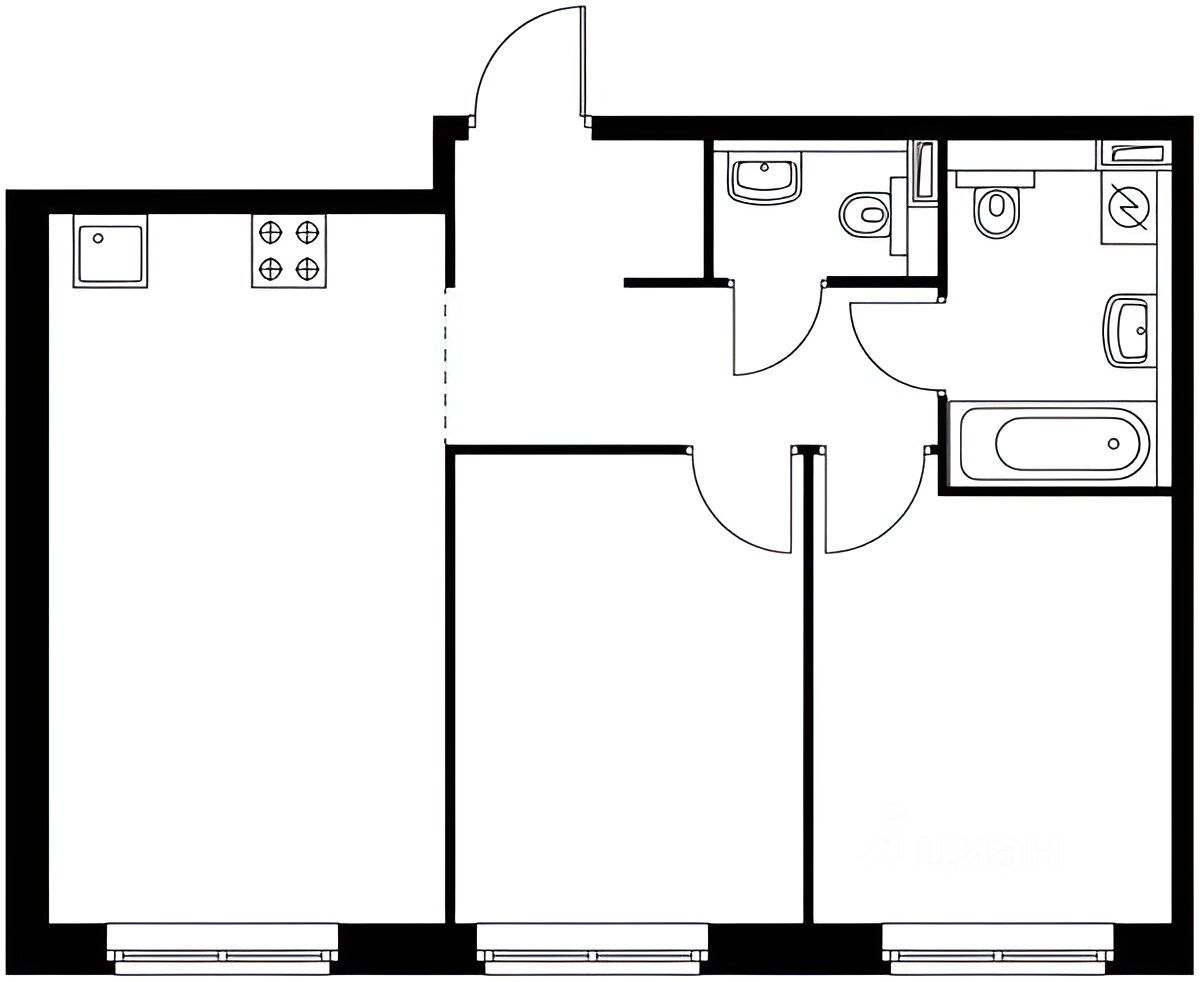 Планировка этой квартиры по данным Циан