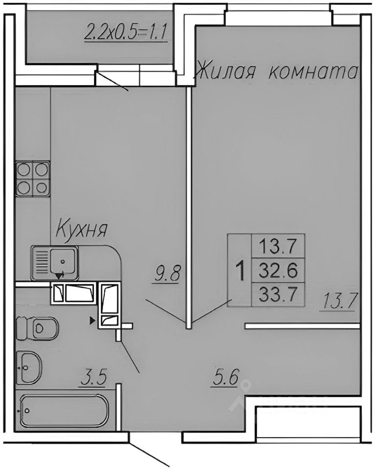 Планировка этой квартиры по данным Циан