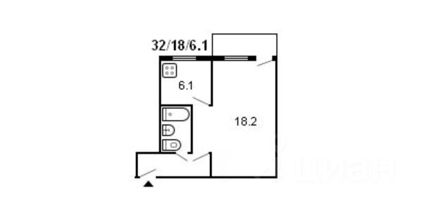 Планировка этой квартиры по данным Циан