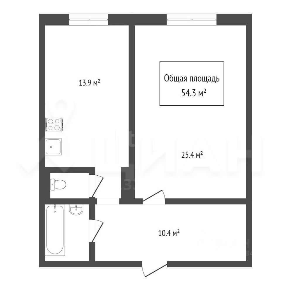 Планировка этой квартиры по данным Циан