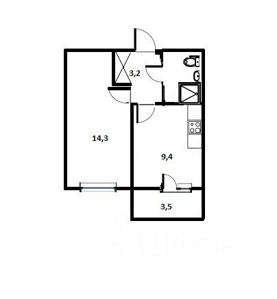 Планировка этой квартиры по данным Циан