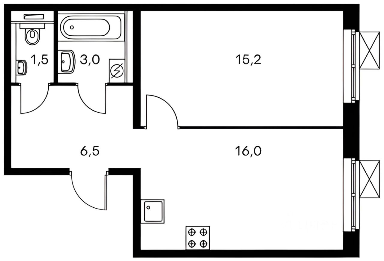 Планировка этой квартиры по данным Циан