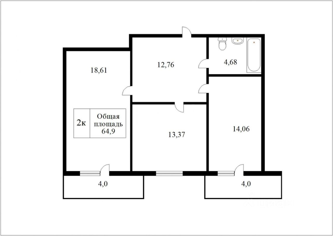 Планировка этой квартиры по данным Циан
