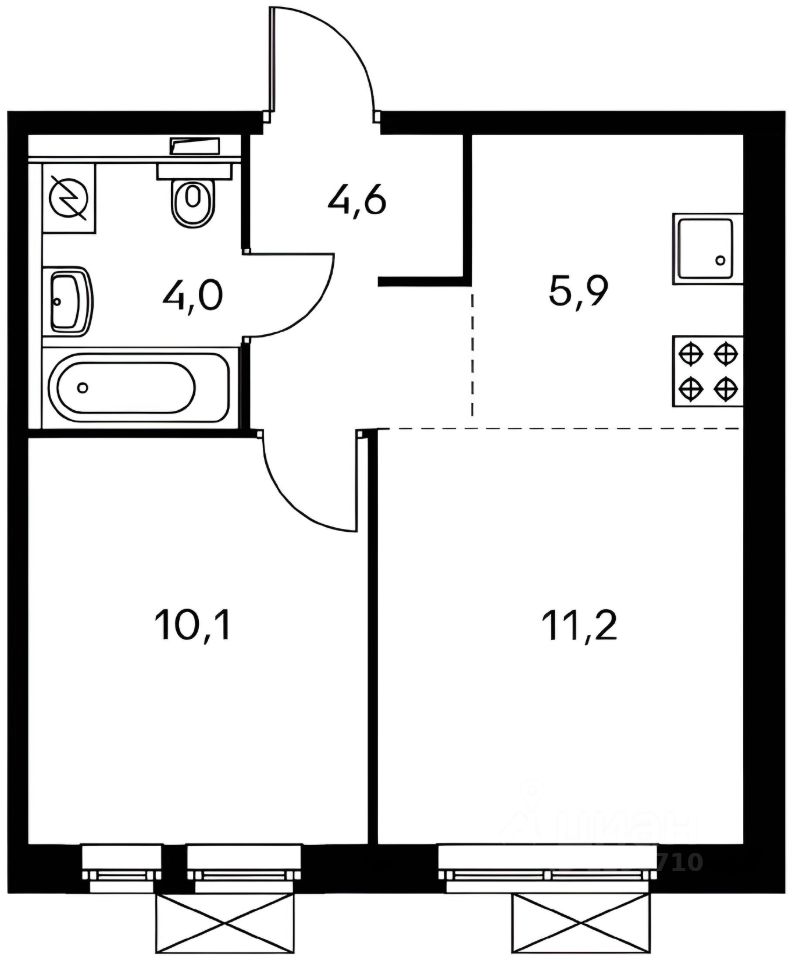 Планировка этой квартиры по данным Циан