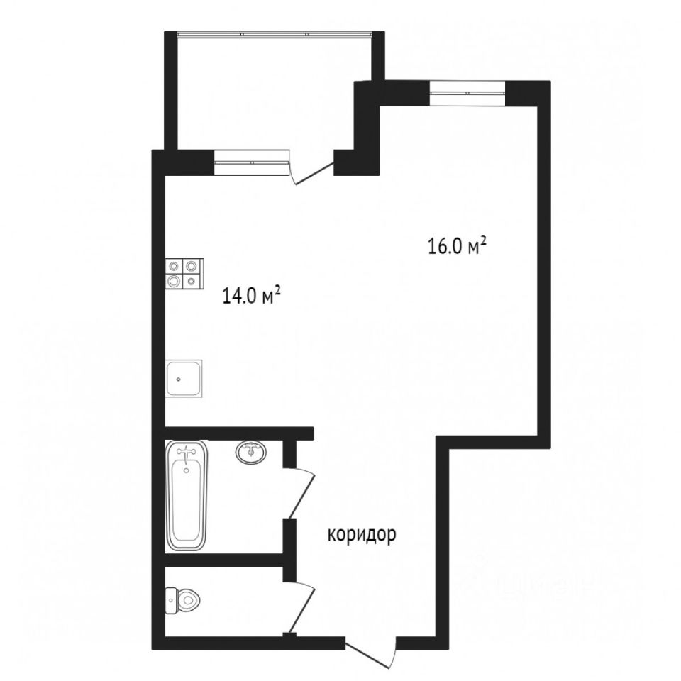 Планировка этой квартиры по данным Циан