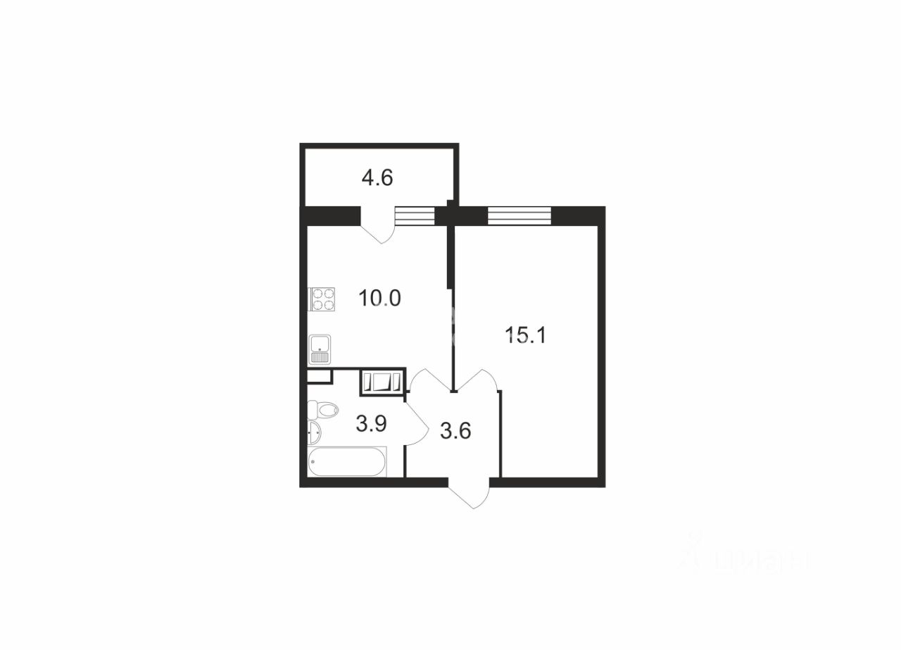 Планировка этой квартиры по данным Циан