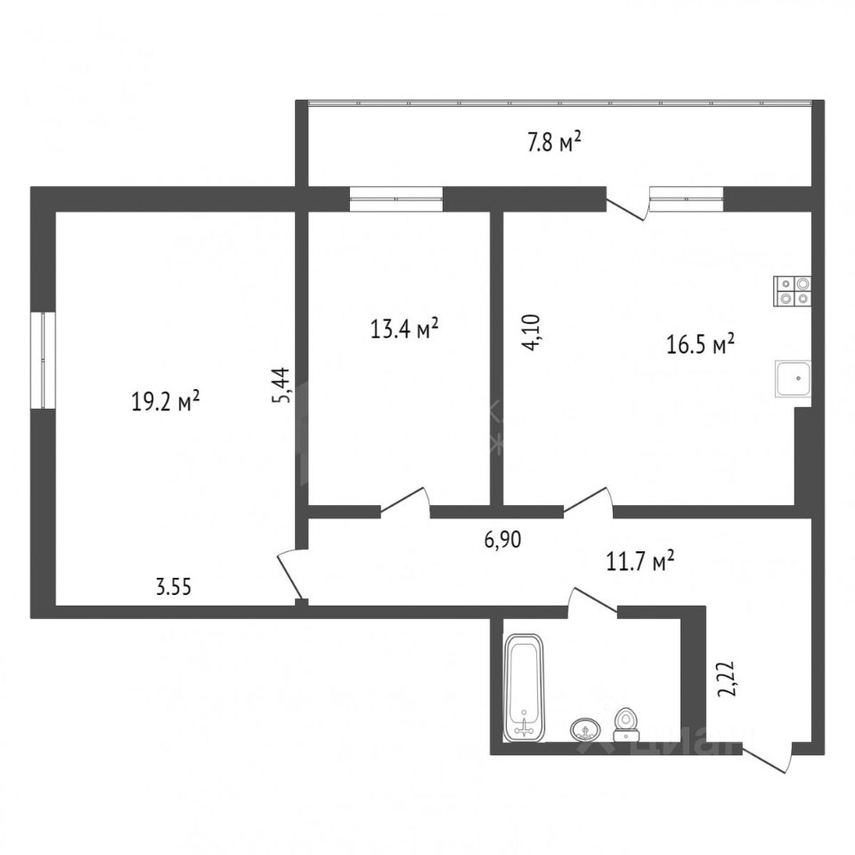 Планировка этой квартиры по данным Циан