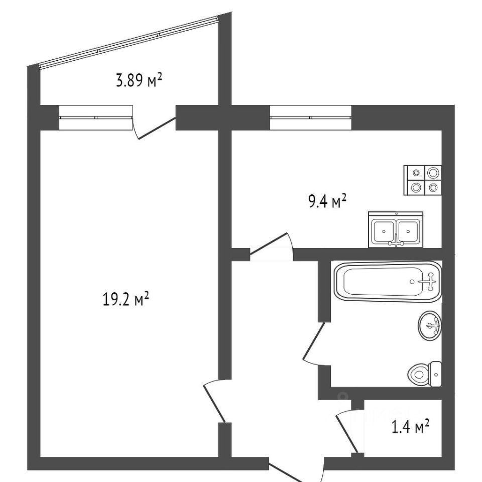 Планировка этой квартиры по данным Циан