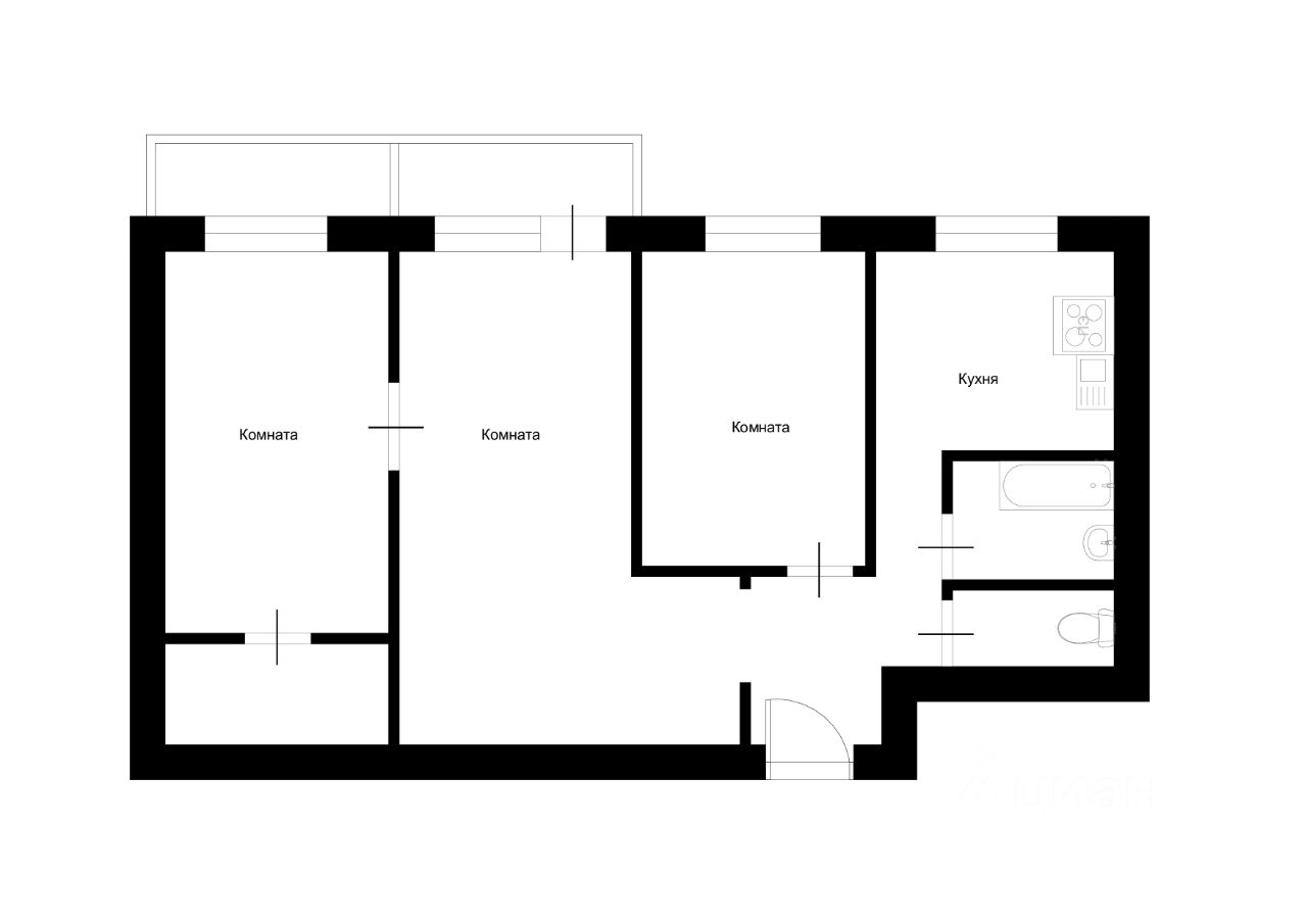 Планировка этой квартиры по данным Циан