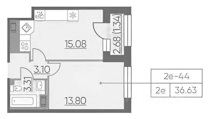 Планировка этой квартиры по данным Циан