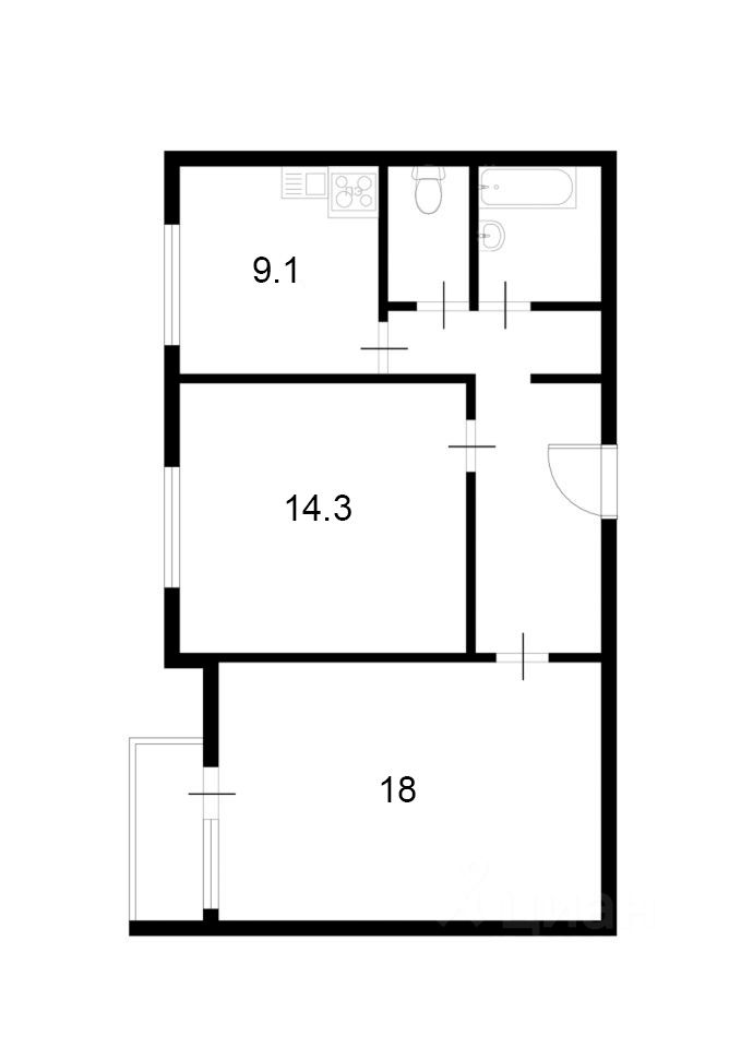 Планировка этой квартиры по данным Циан