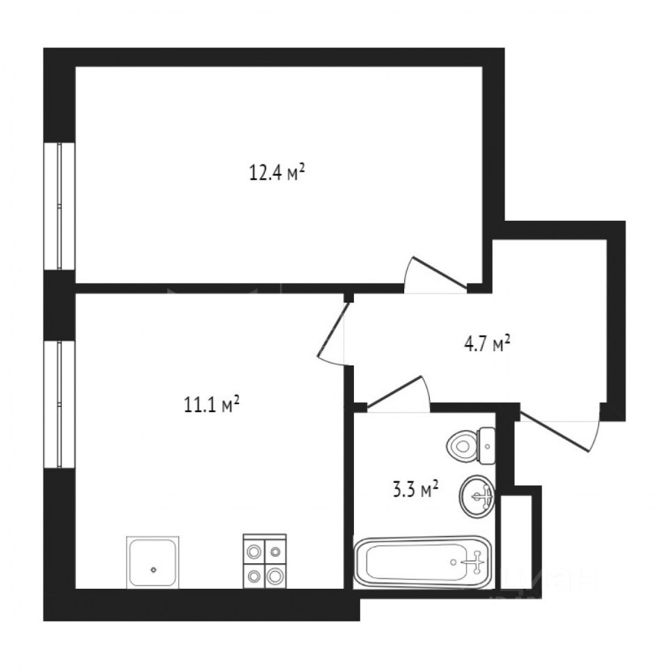 Планировка этой квартиры по данным Циан
