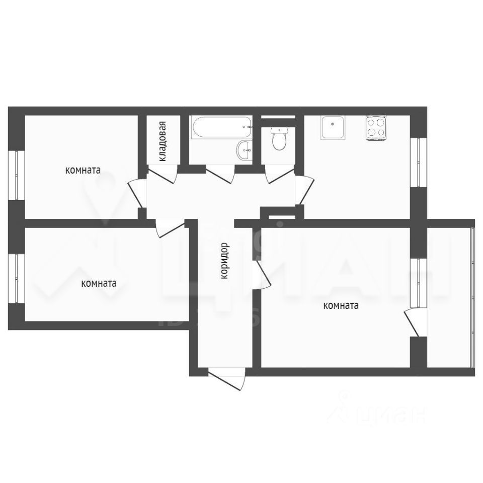 Планировка этой квартиры по данным Циан