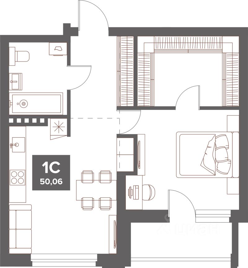 Продается1-комн.квартира,50,06м²