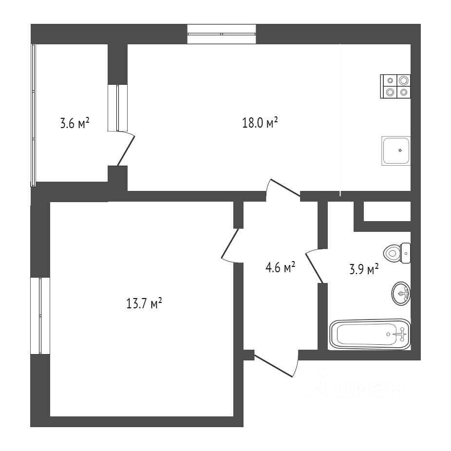 Планировка этой квартиры по данным Циан