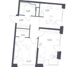 2-комн.кв., 47 м², этаж 2 2-комн.кв., 47 м², этаж 2