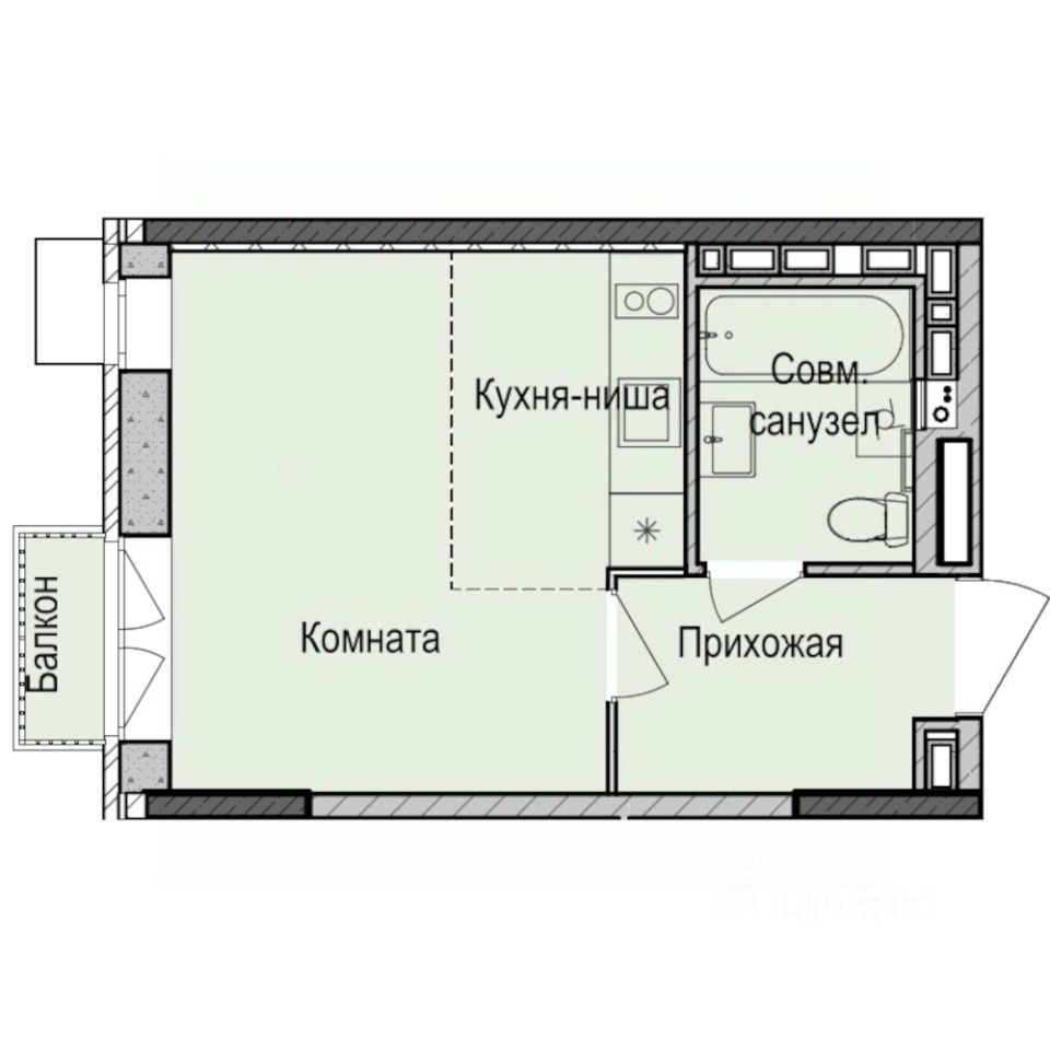 Студия, 25,5 м², 3/17 этаж