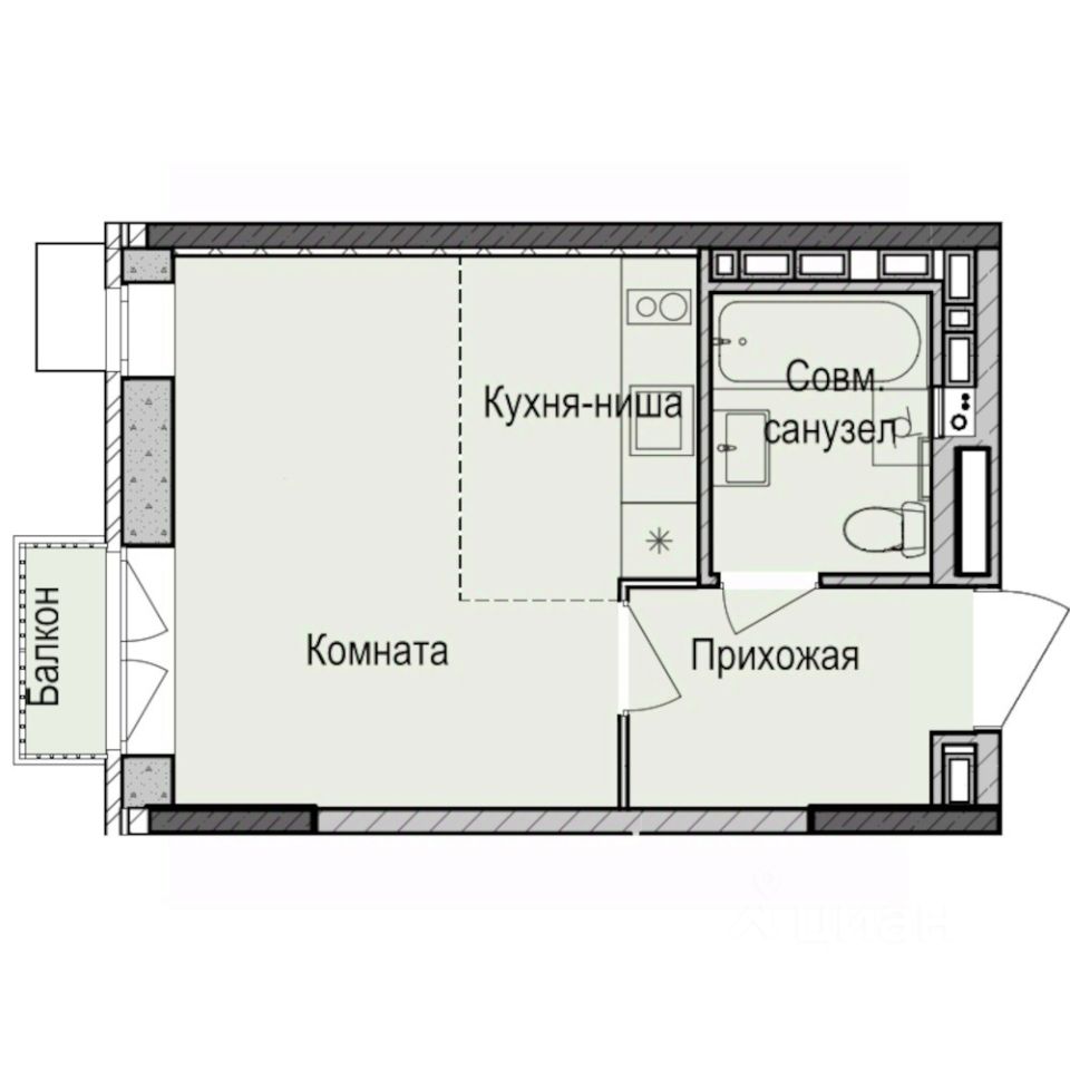 Студия, 25,5 м², 4/17 этаж
