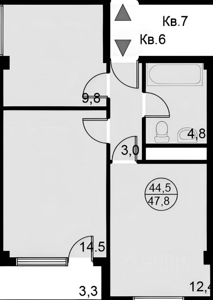 Планировка этой квартиры по данным Циан