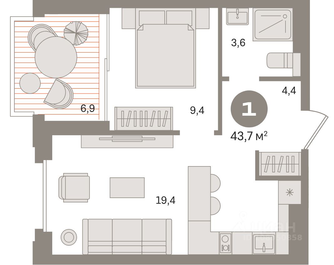 3-комн.кв., 99,2 м², 8/9 этаж