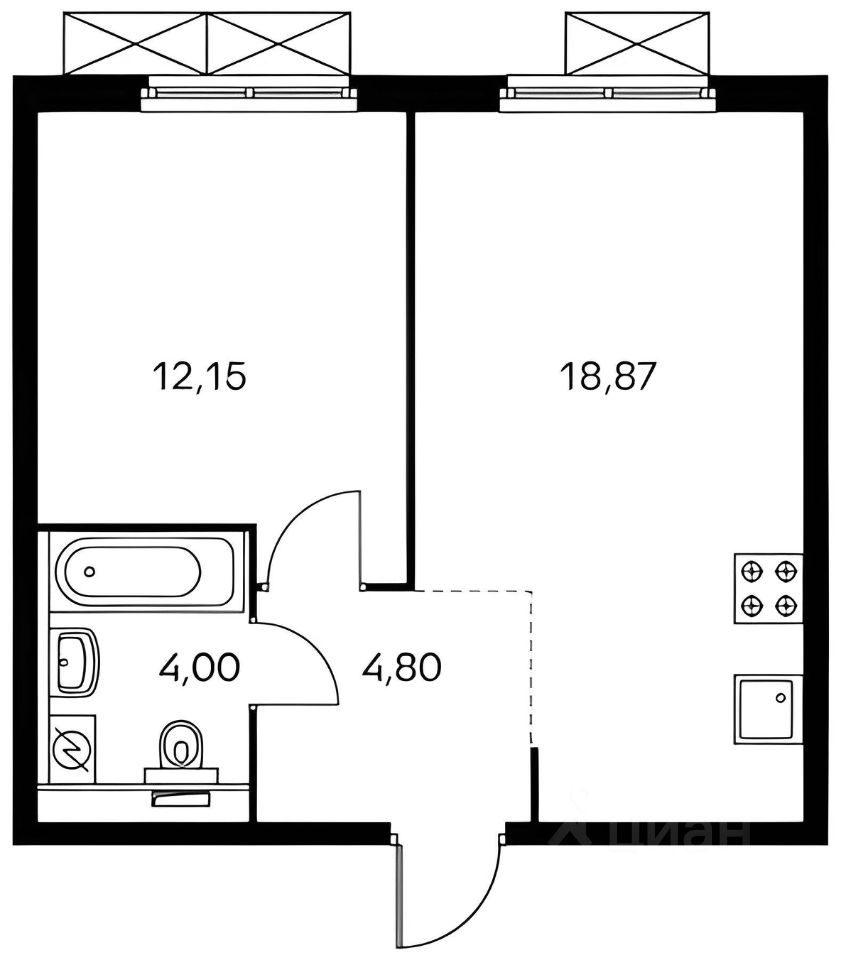 Планировка этой квартиры по данным Циан