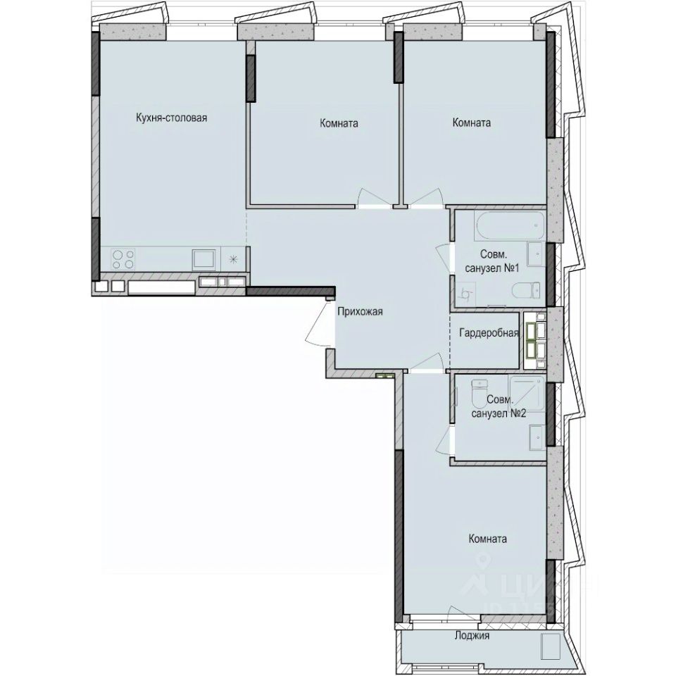 3-комн.кв., 87,4 м², 6/23 этаж