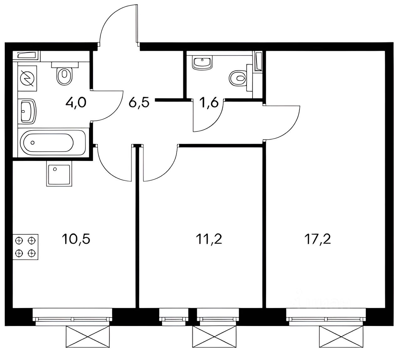 Планировка этой квартиры по данным Циан