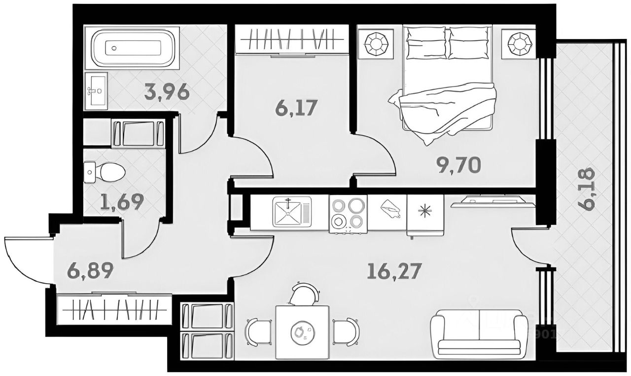 Планировка этой квартиры по данным Циан