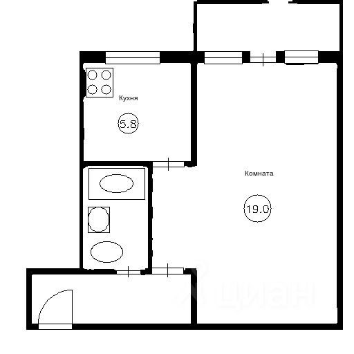 Планировка этой квартиры по данным Циан
