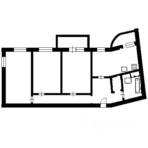Планировка этой квартиры по данным Циан