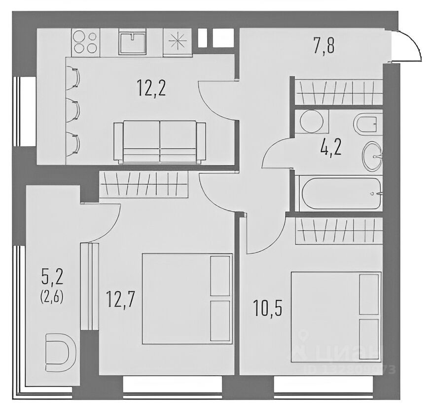 Планировка этой квартиры по данным Циан