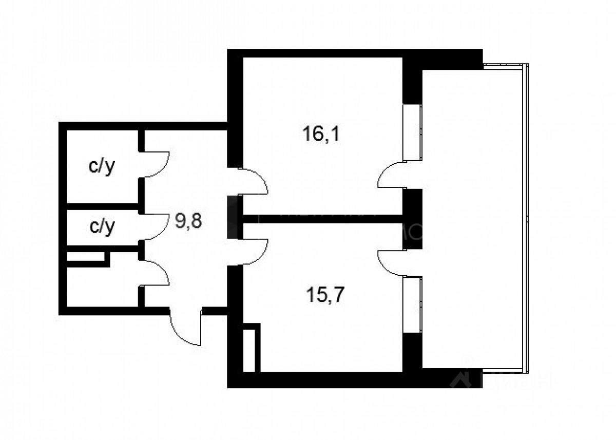 Планировка этой квартиры по данным Циан