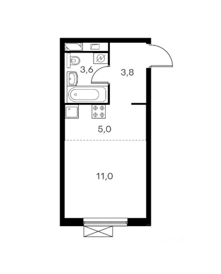 Планировка этой квартиры по данным Циан