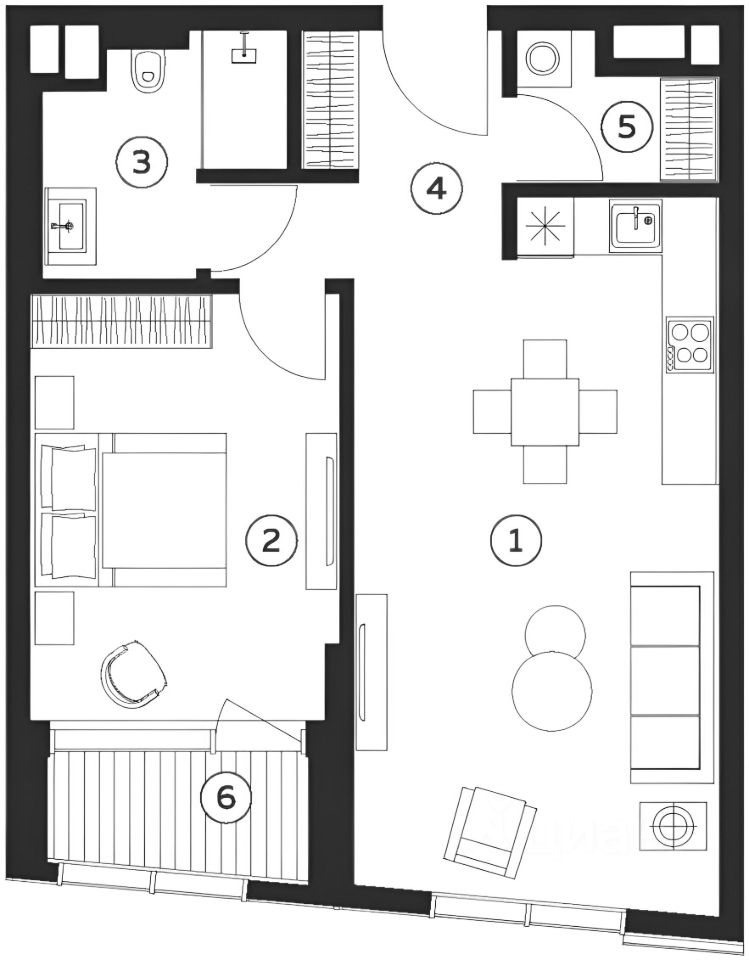 Планировка этой квартиры по данным Циан