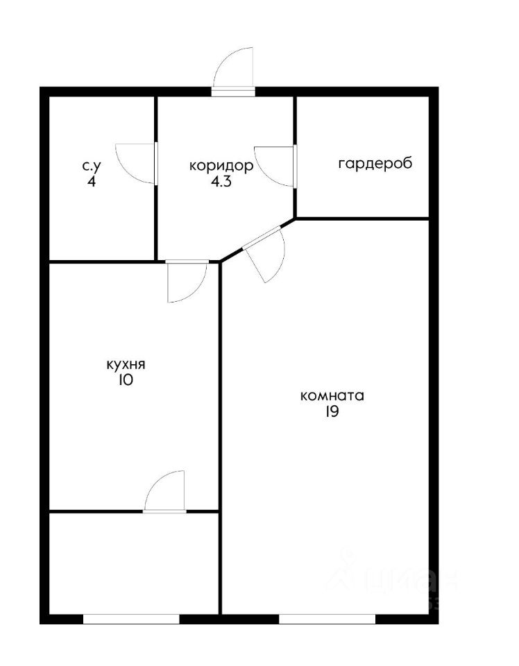 Планировка этой квартиры по данным Циан