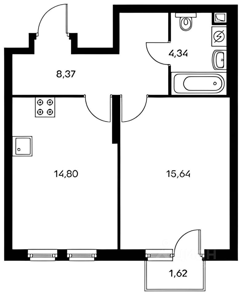 Планировка этой квартиры по данным Циан