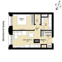 1-комн.кв., 44 м², этаж 30