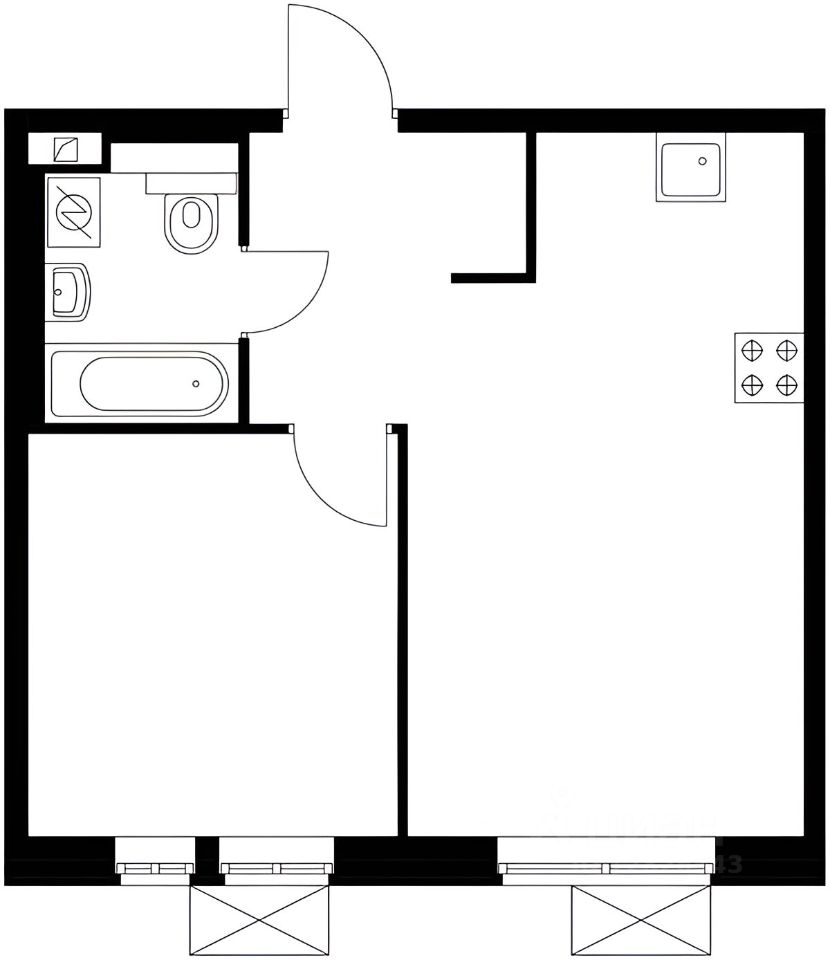 Планировка этой квартиры по данным Циан