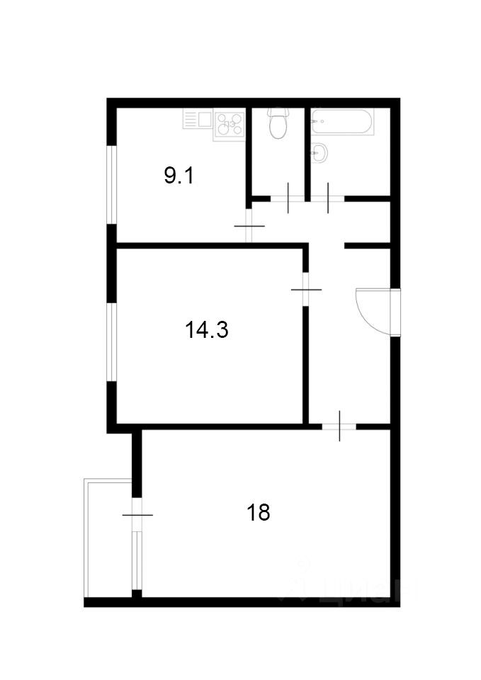 Планировка этой квартиры по данным Циан