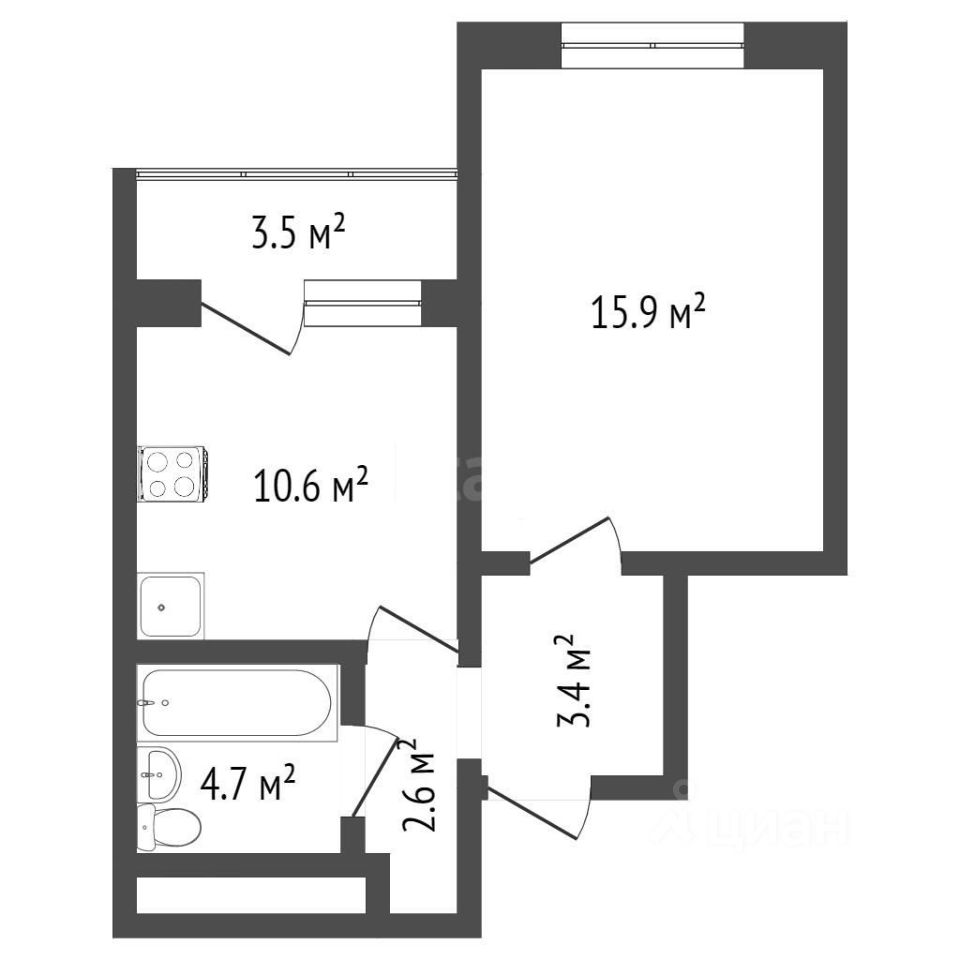 Планировка этой квартиры по данным Циан