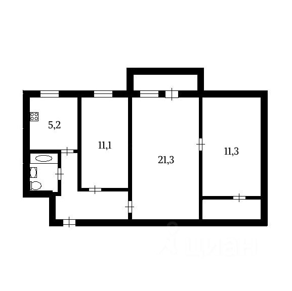 Планировка этой квартиры по данным Циан