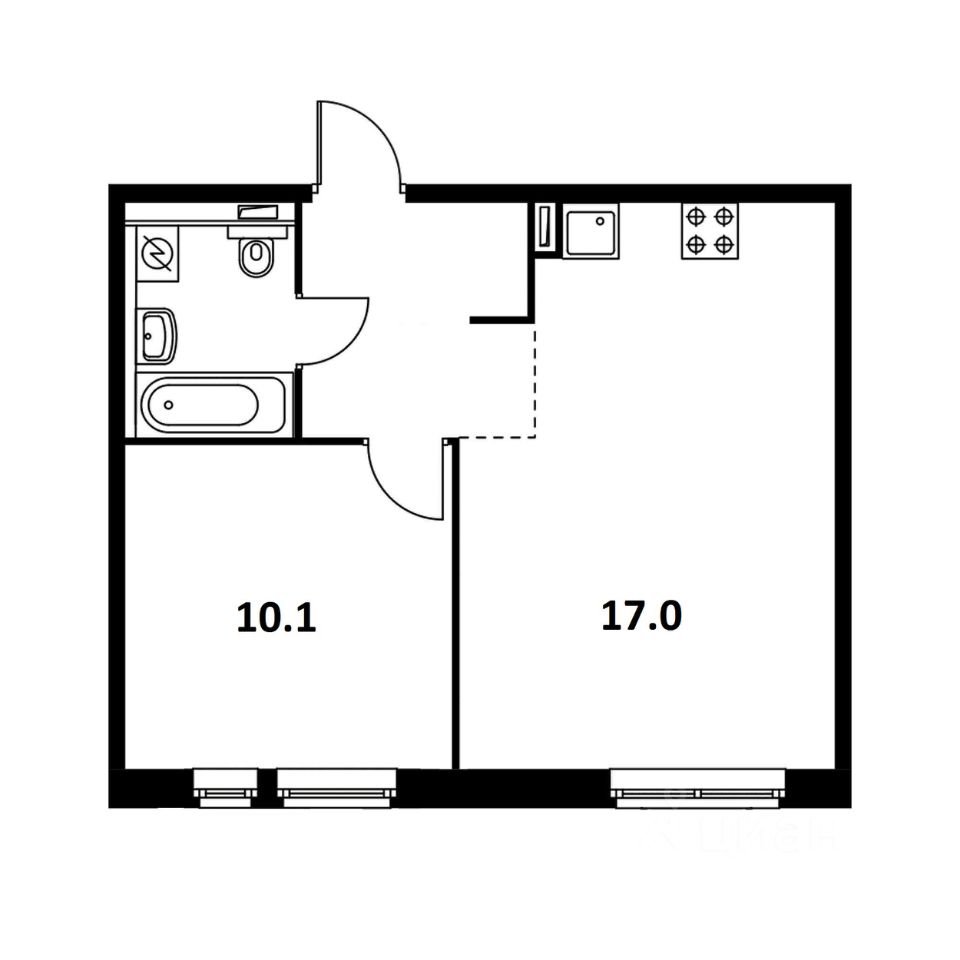 Планировка этой квартиры по данным Циан