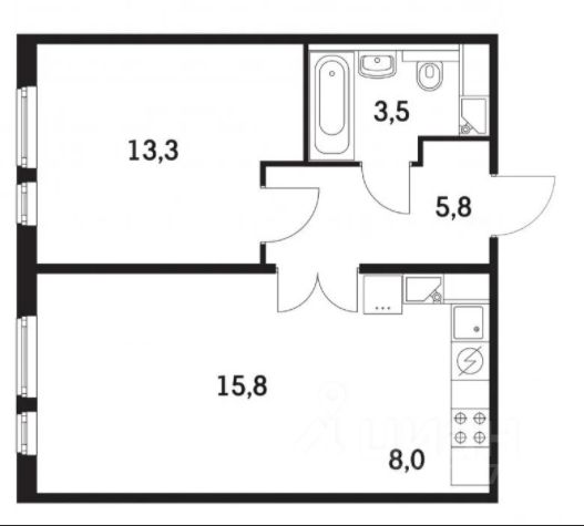Планировка этой квартиры по данным Циан