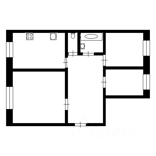 Планировка этой квартиры по данным Циан
