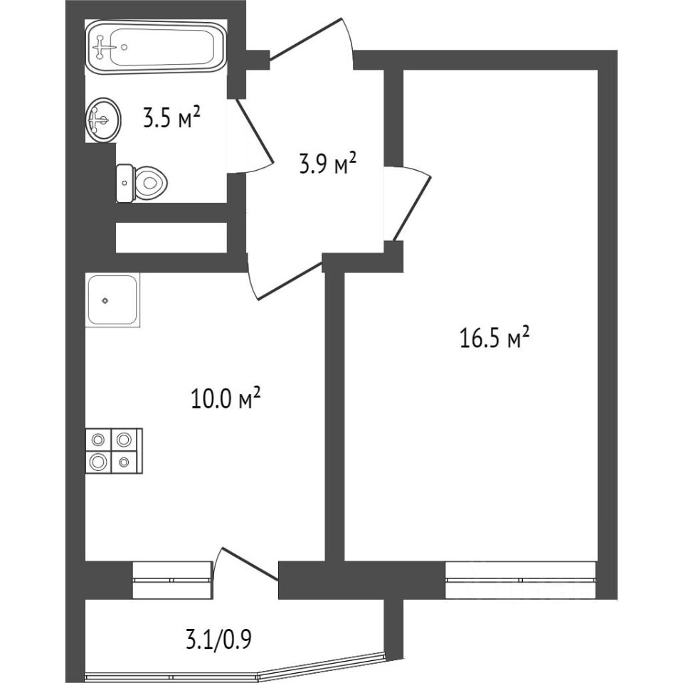 Планировка этой квартиры по данным Циан