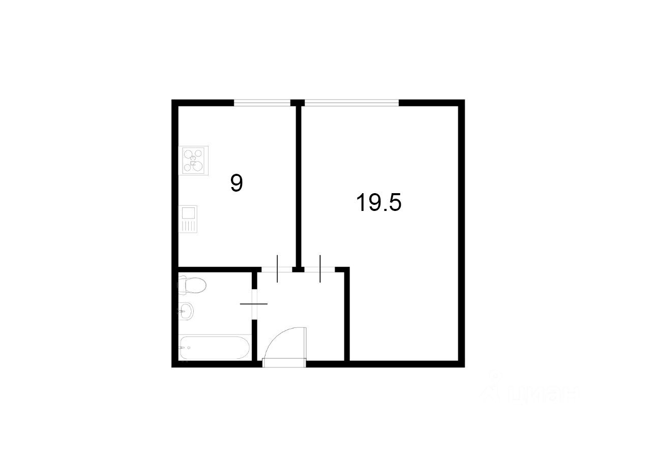 Планировка этой квартиры по данным Циан