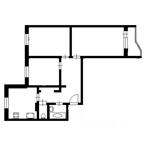 Планировка этой квартиры по данным Циан